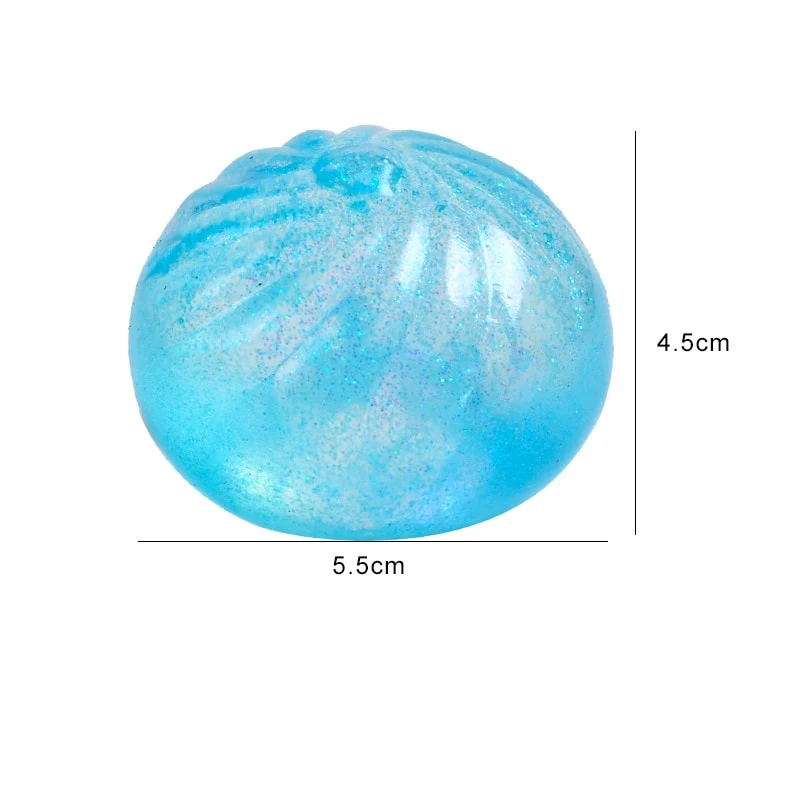 Balle anti stress à paillette transparente bleu
