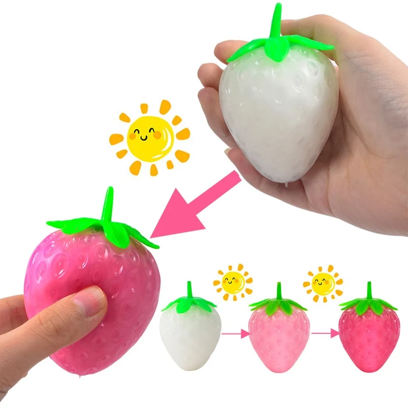 Balle anti stress fraise magique couleur changeante