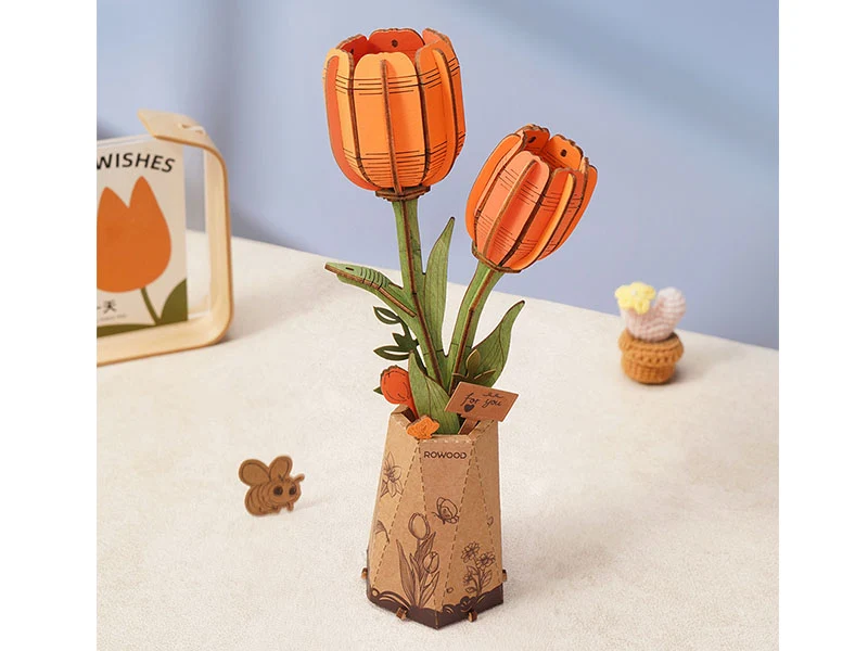Maquette fleur miniature - Tulipe Orange (Orange Tulip) - Rowood