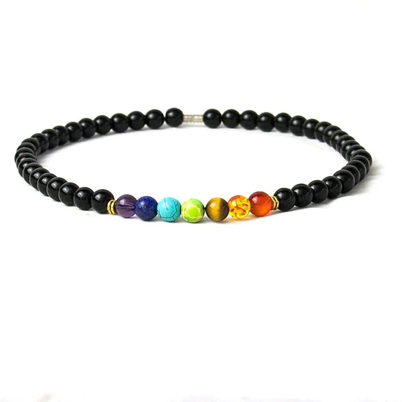 Collier chakras en Onyx noir