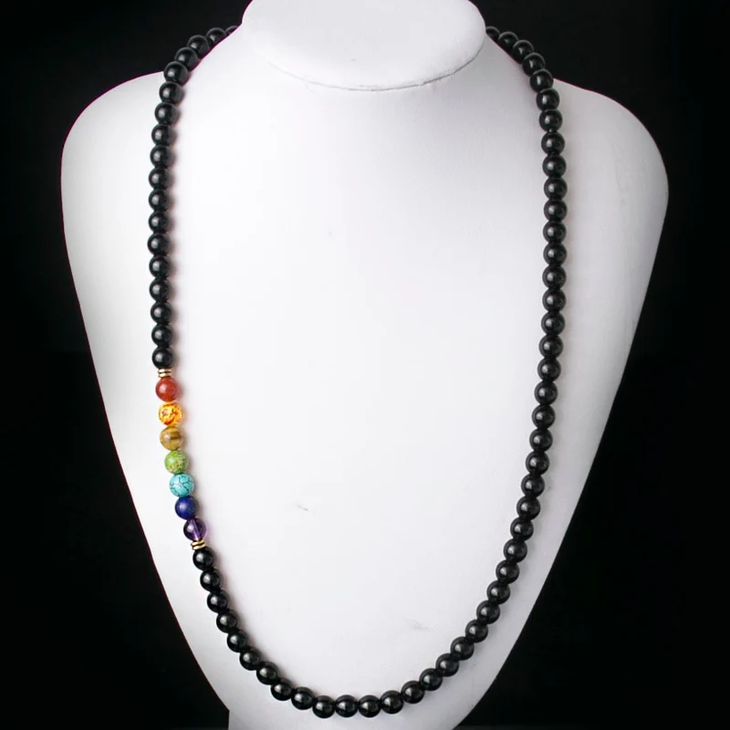Collier chakras en Onyx noir