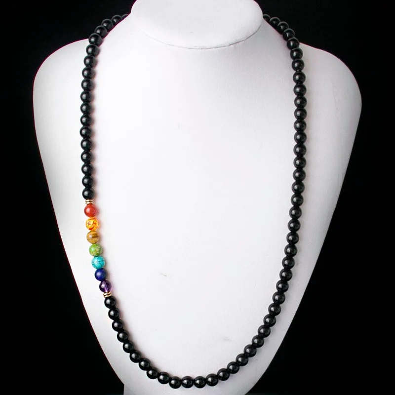 Collier chakras en Onyx noir