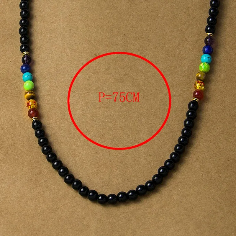 Collier chakras en Onyx noir