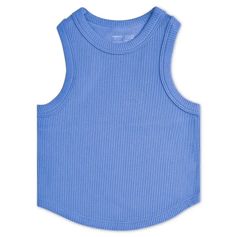 Medium/ Large Bright Blue Cropped Ribbed Racerback Tank Top