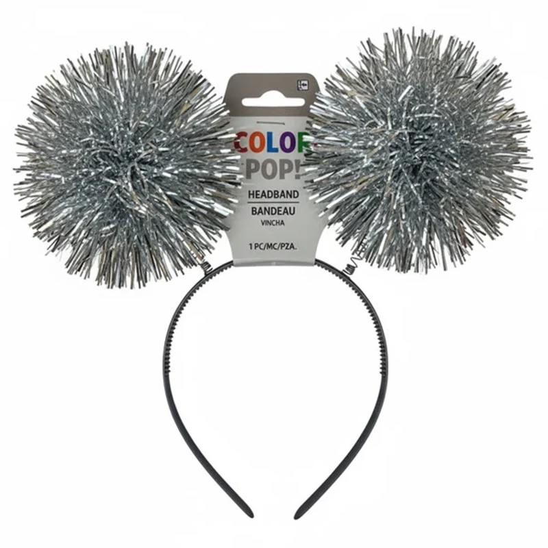 Silver Pompom Headbopper, 1 Count