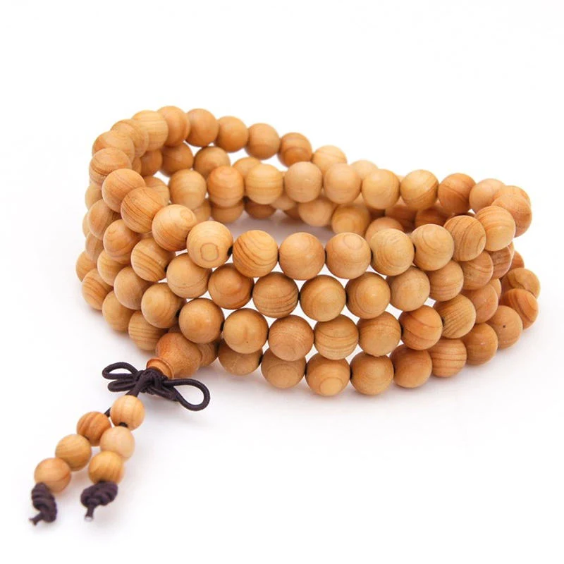 Mala de 108 perles en bois naturel