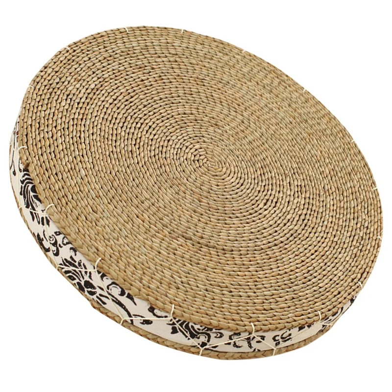 Coussin large de méditation tressé