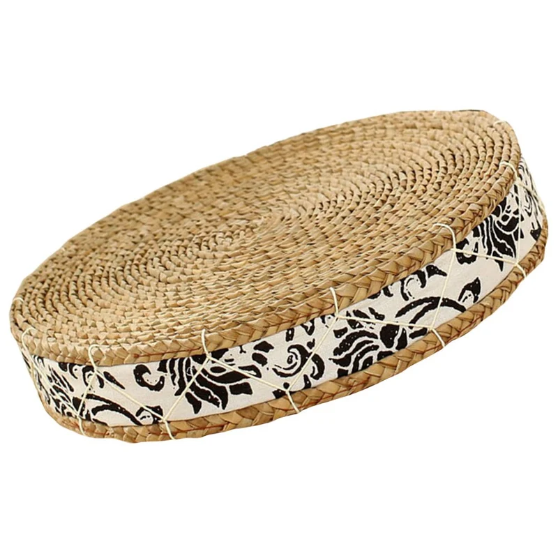 Coussin large de méditation tressé