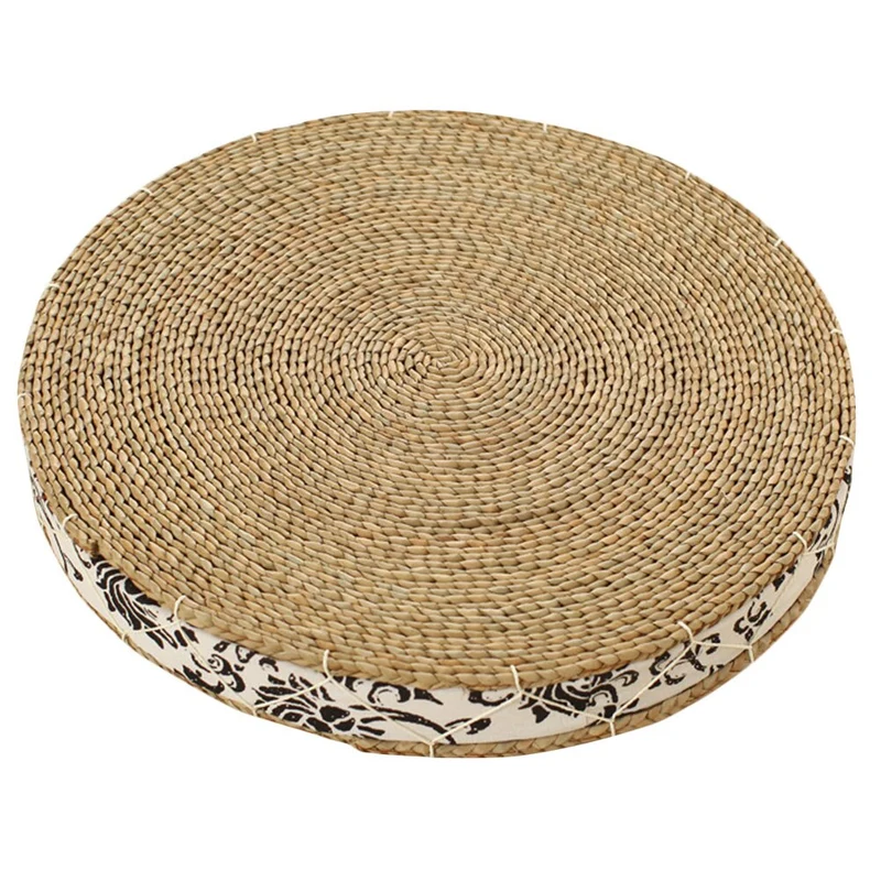 Coussin large de méditation tressé