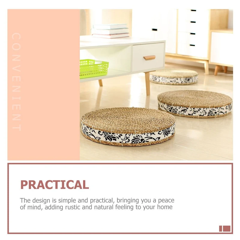 Coussin large de méditation tressé