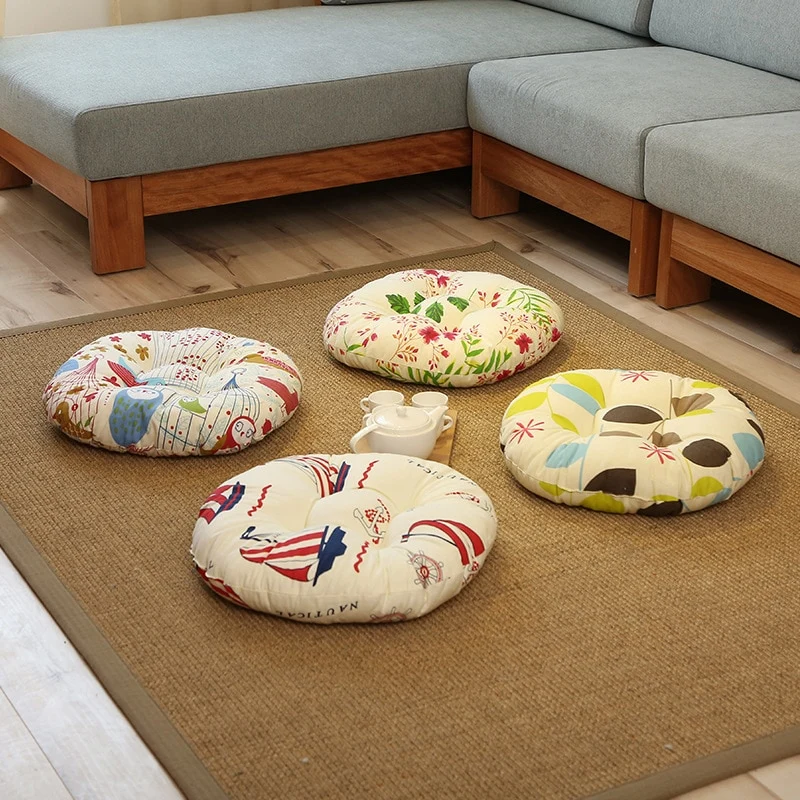 Coussins de Siège Futon Ronds Zabuton pour Tatami - Coussin de Méditation Yoga pour Fenêtre Baie et Patio Swing