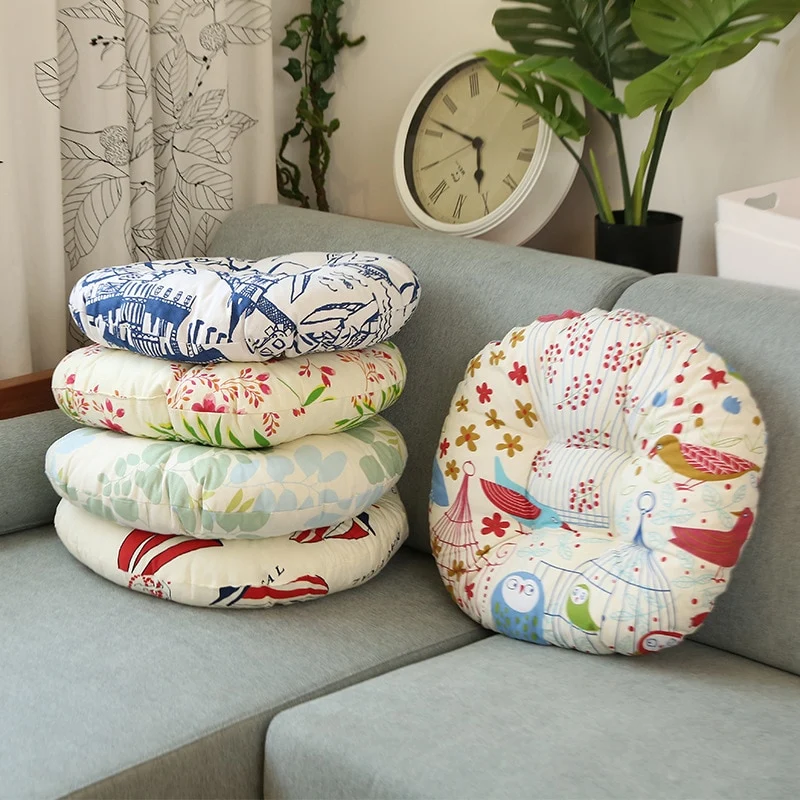 Coussins de Siège Futon Ronds Zabuton pour Tatami - Coussin de Méditation Yoga pour Fenêtre Baie et Patio Swing