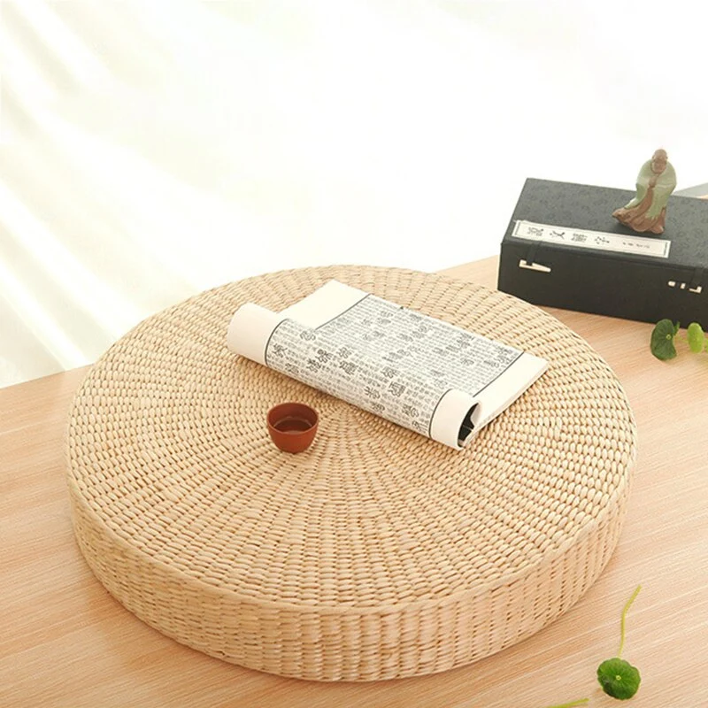 Coussin de Méditation Tatami en Paille Tissée à la Main