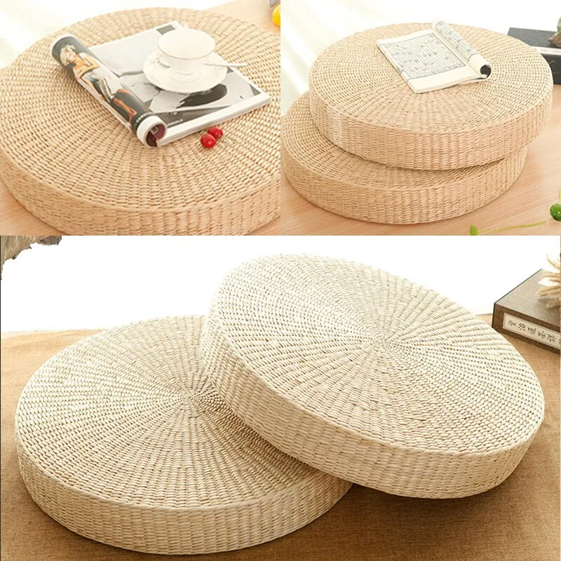 Coussin de Méditation Tatami en Paille Tissée à la Main