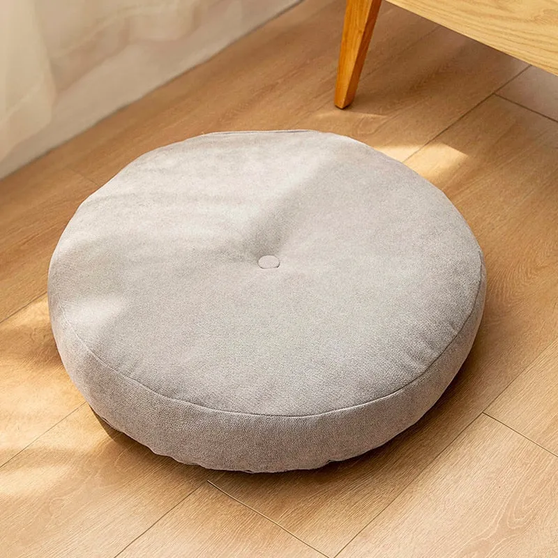 Grand Coussin de Méditation Rond en Lin Inyahome