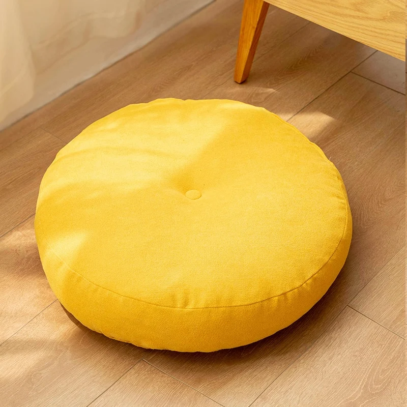 Grand Coussin de Méditation Rond en Lin Inyahome