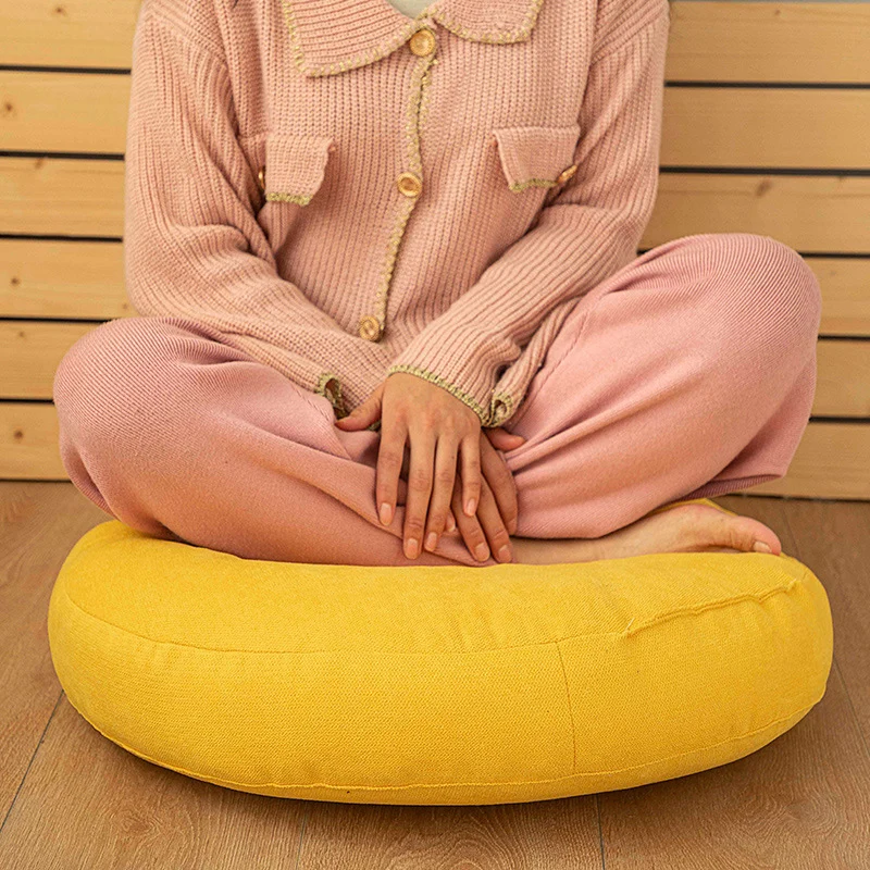 Grand Coussin de Méditation Rond en Lin Inyahome