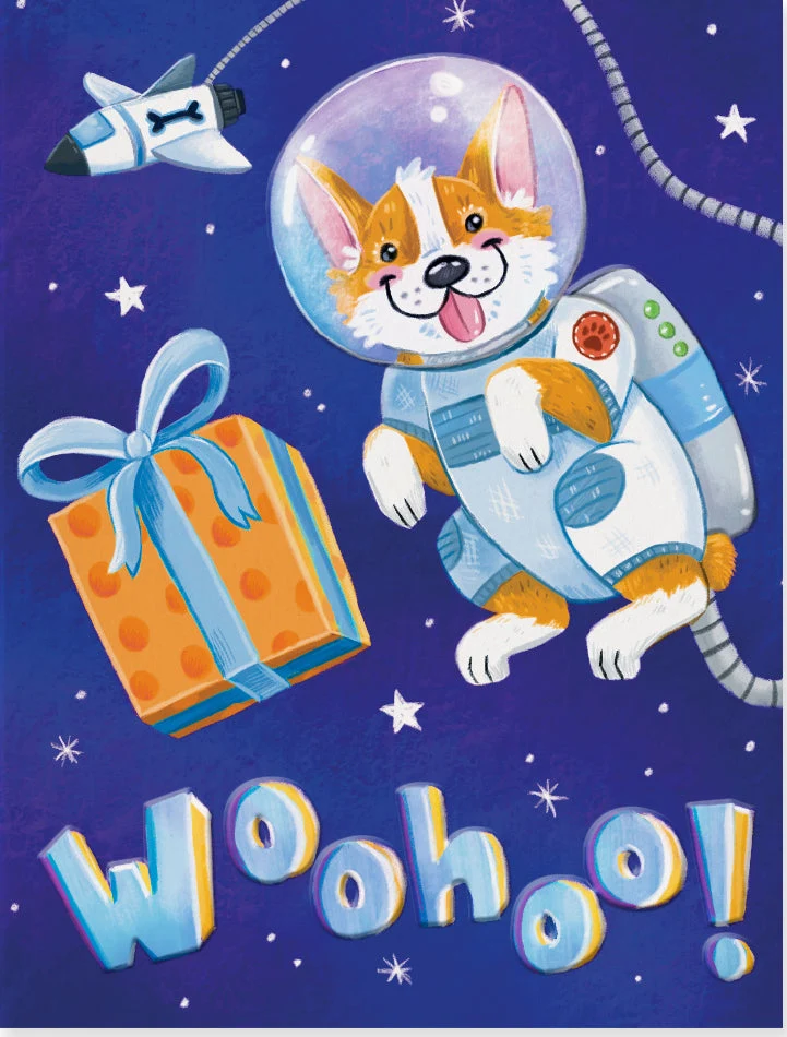 CARD SMALL: ENCLOSURE CARD SPACE DOG WHOOHOO