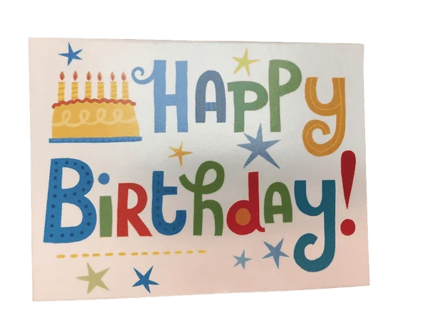 CARD SMALL: HAPPY BIRTHDAY WITH CAKE ENCLOSURE CARD
