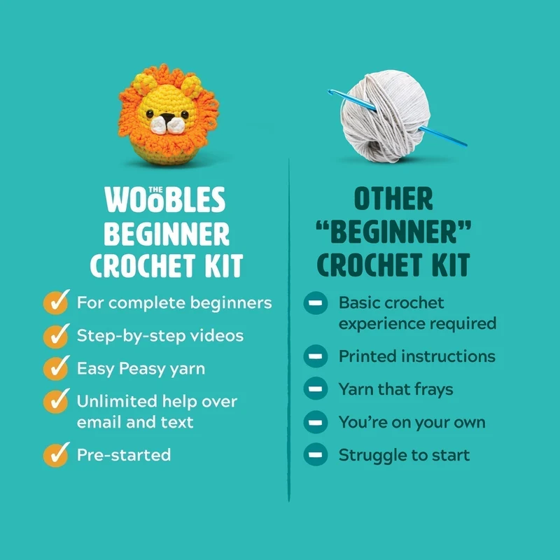The Woobles Walter the Bear Pink Crochet Kit Beginner
