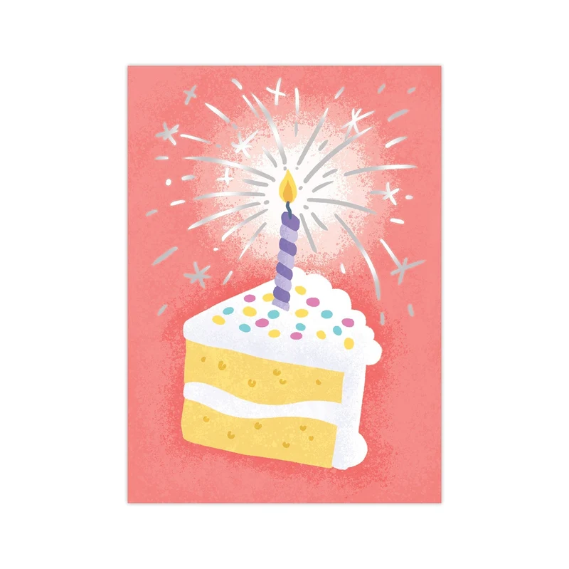 GLITTER: CANDLE IN SLICE OF BIRTHDAY CAKE