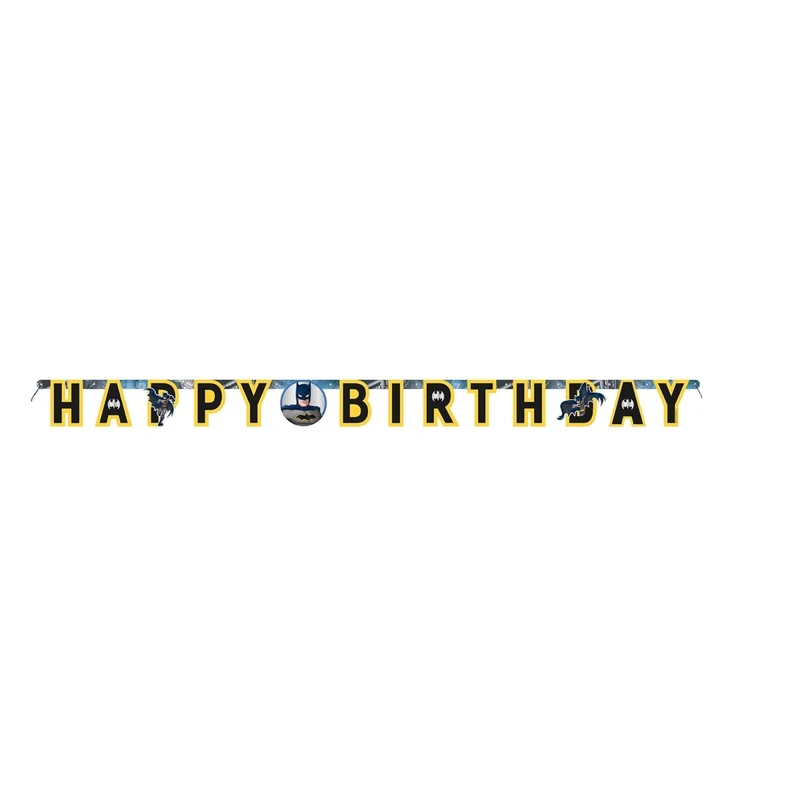 Batman Birthday Party "Happy Birthday" Paper Jointed Banner, 1 Count