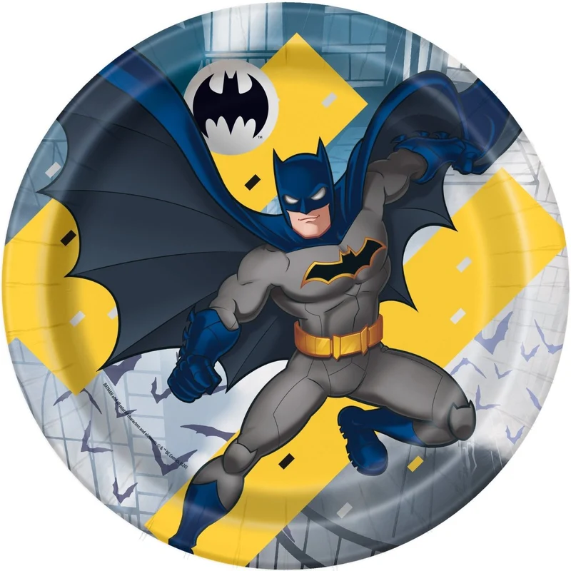 Batman Birthday Party Large Round Lunch Paper Plates, 9 Inches, 8 Count