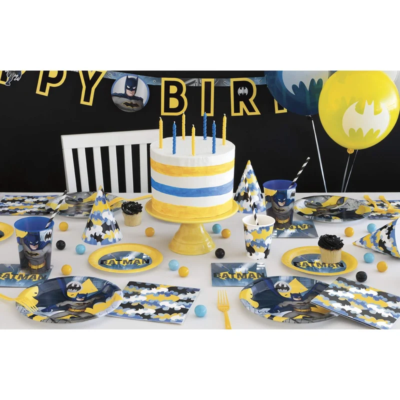 Batman Birthday Party Large Round Lunch Paper Plates, 9 Inches, 8 Count