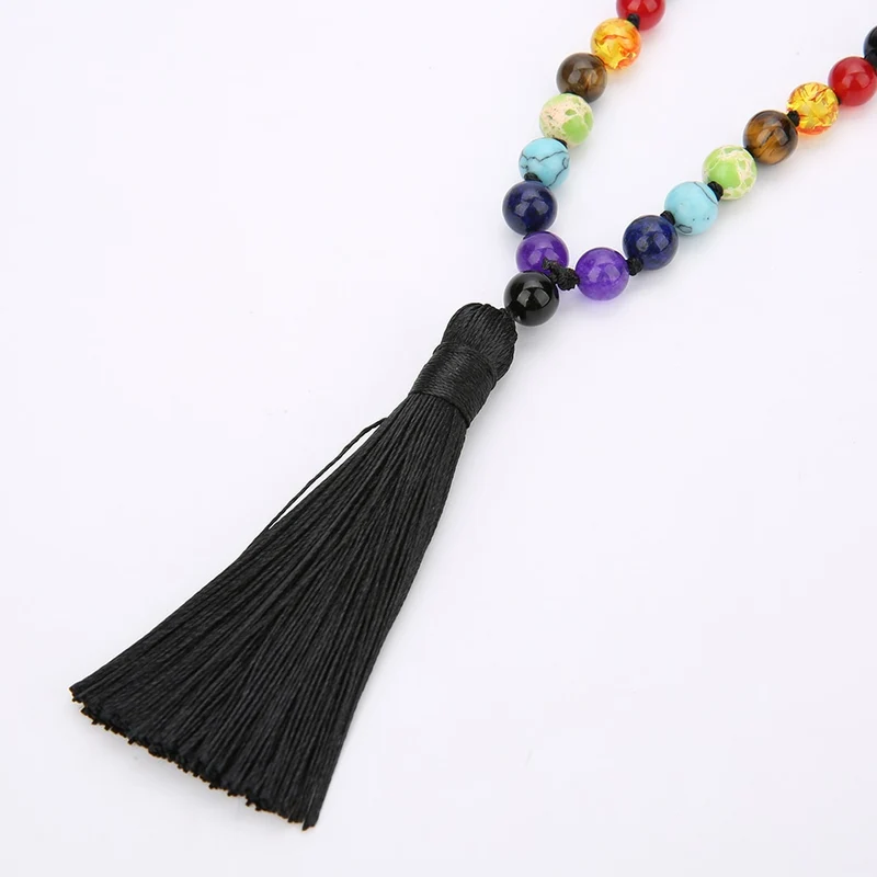 Collier Mala de prière 7 Chakra en Onyx