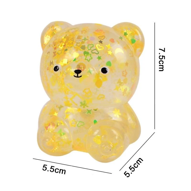 Balle antistress Super nounours à paillettes jaune
