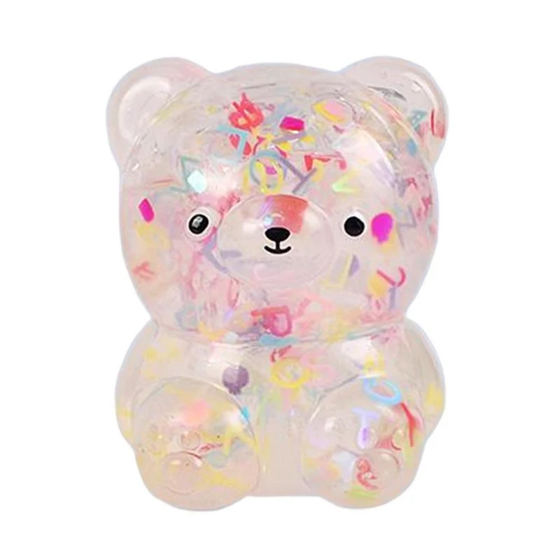 Balle antistress Super nounours à paillettes jaune