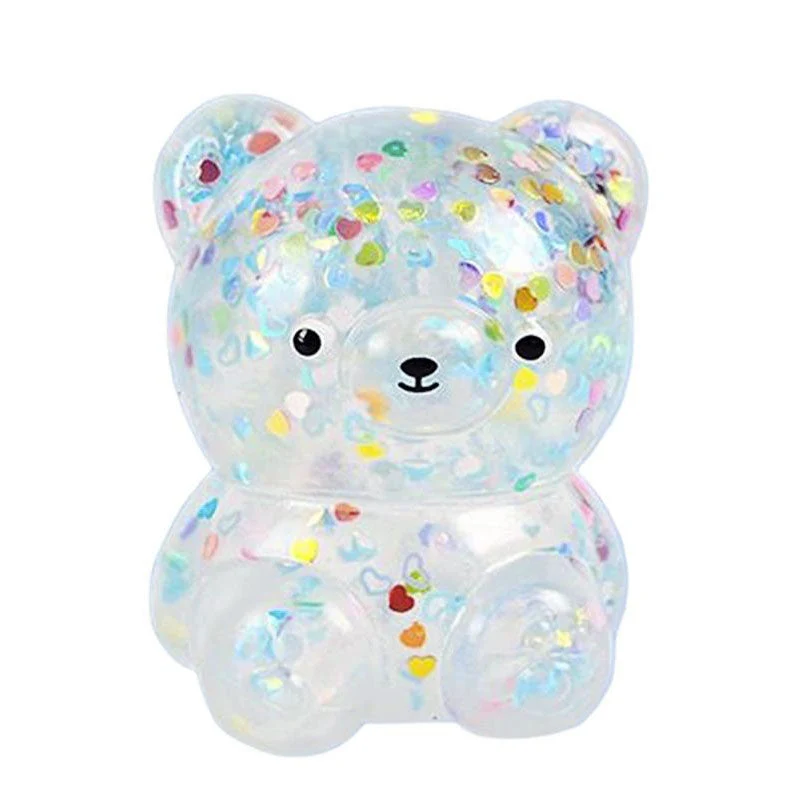 Balle antistress Super nounours à paillettes jaune