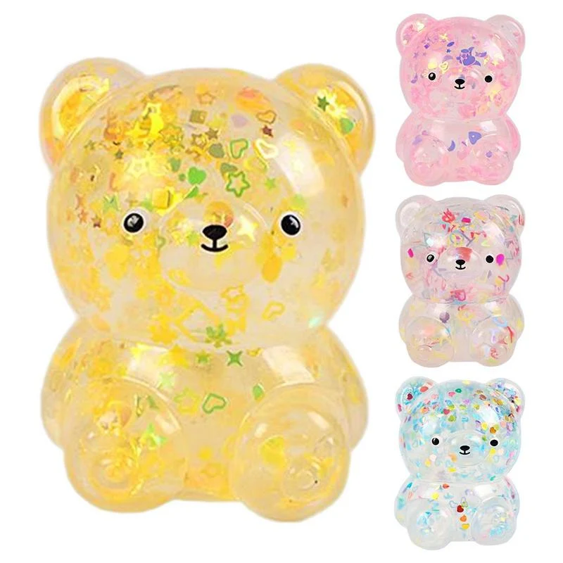 Balle antistress Super nounours à paillettes bleu