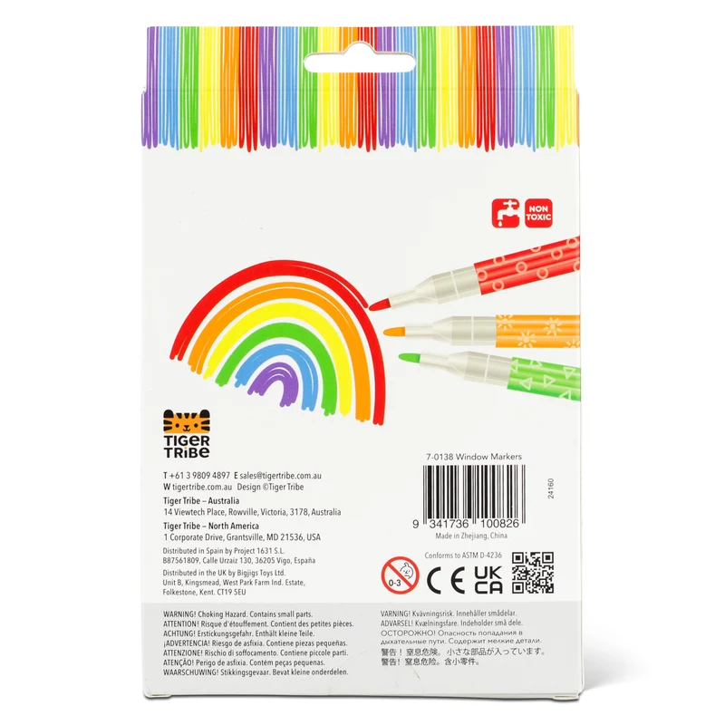 Tiger Tribe Window Markers 8-Pack Fine Tip