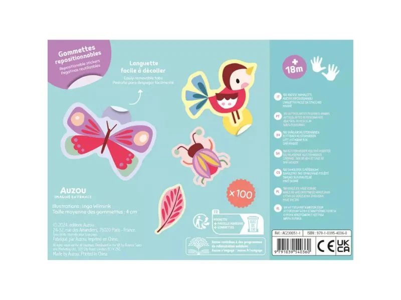 Pochette de 100 gommettes - P'tites bêtes - Auzou