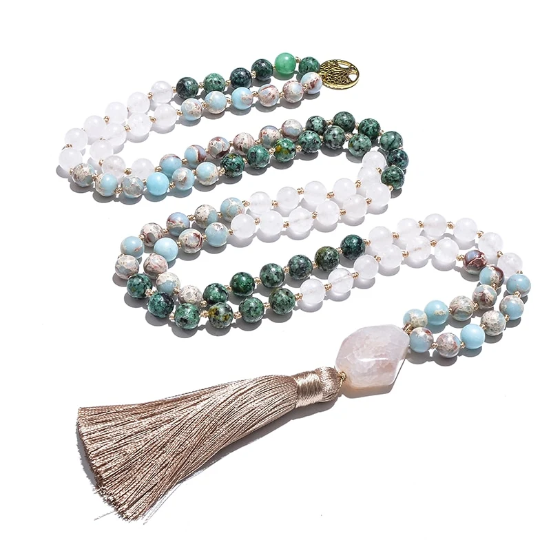 Chapelet Mala en Jade blanc