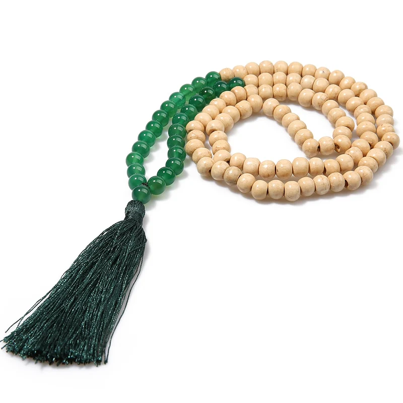 Collier de méditation en bois et pierre naturelle