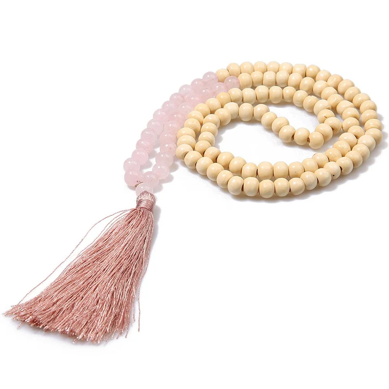 Collier de méditation en bois et pierre naturelle
