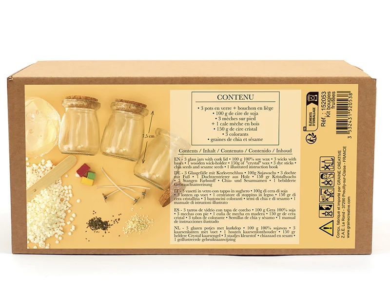 Coffret kit DIY bougies fruitées 3 designs Graine Creative