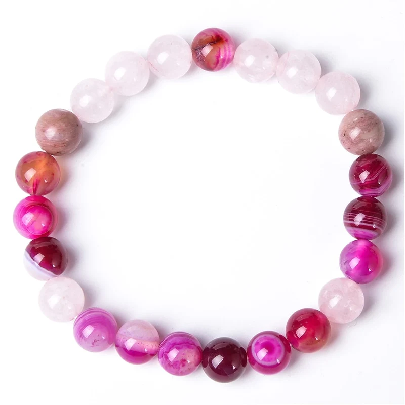 Collier tibétain en Quartz Rose Rhodochrosite