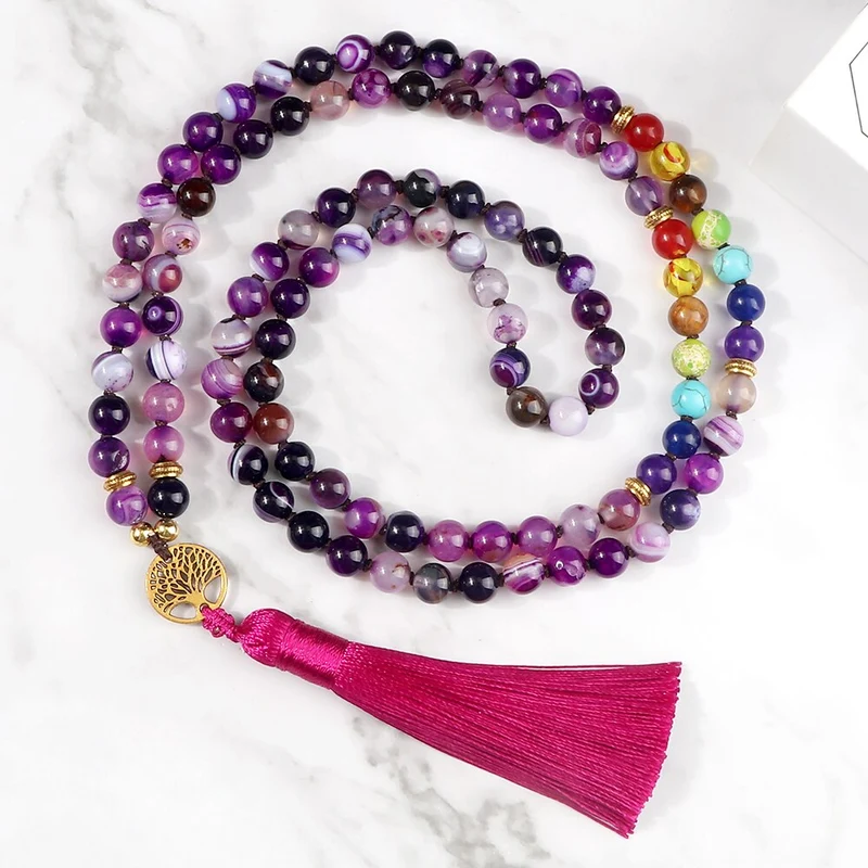 Collier de prière en pierre d'agate