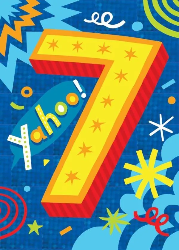 Vibrant Age 7 Foil Mini Birthday Card with Envelope