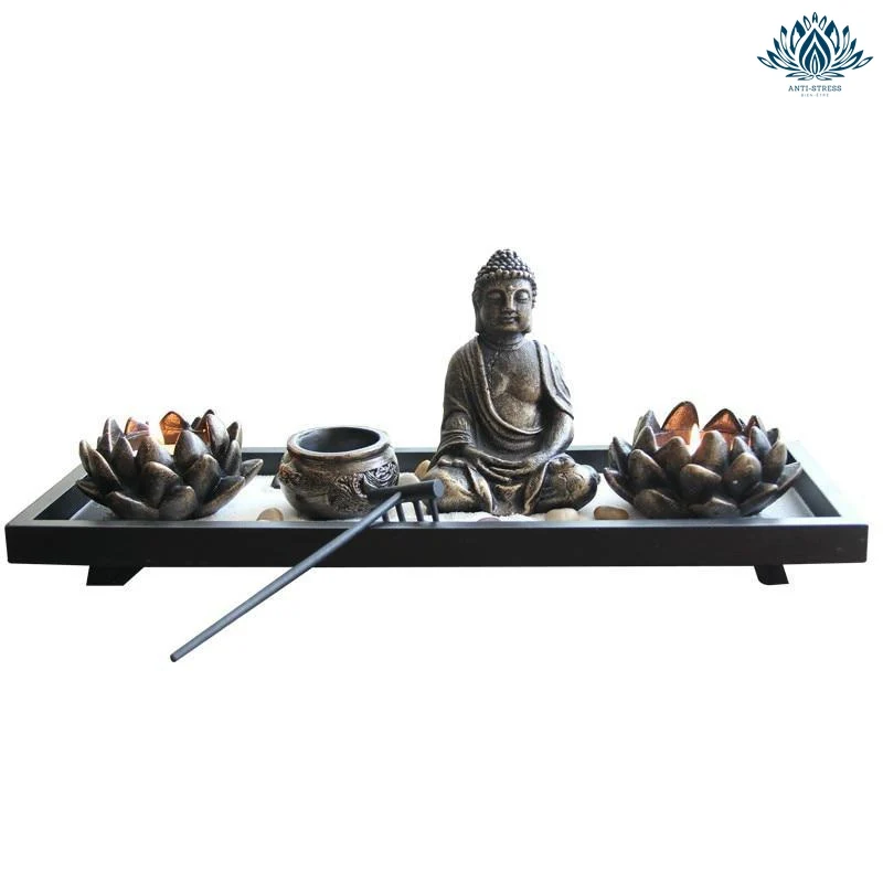 Jardin zen bouddha et bougies