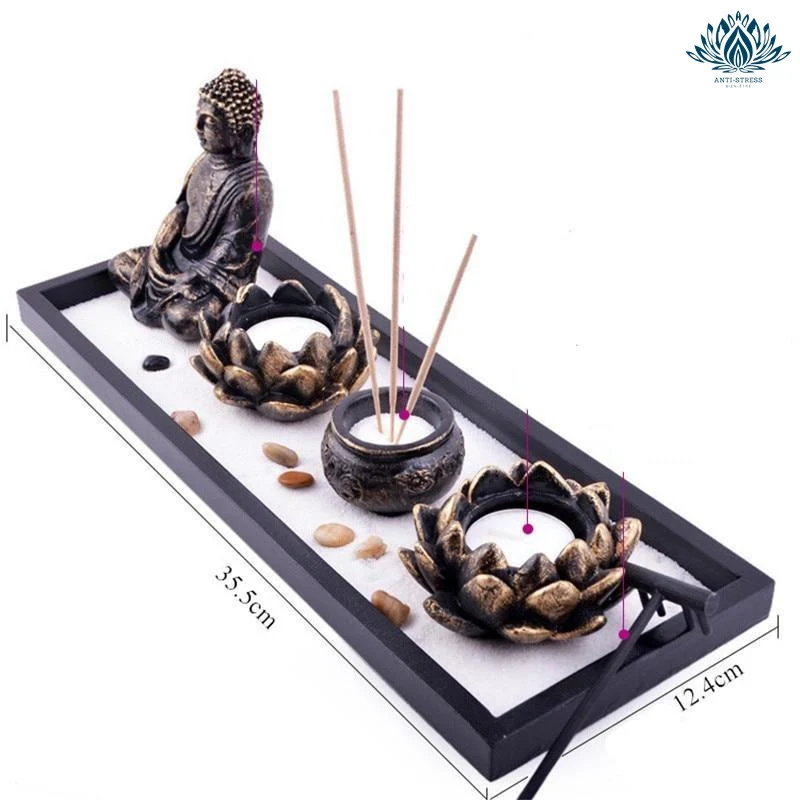 Jardin zen bouddha et bougies