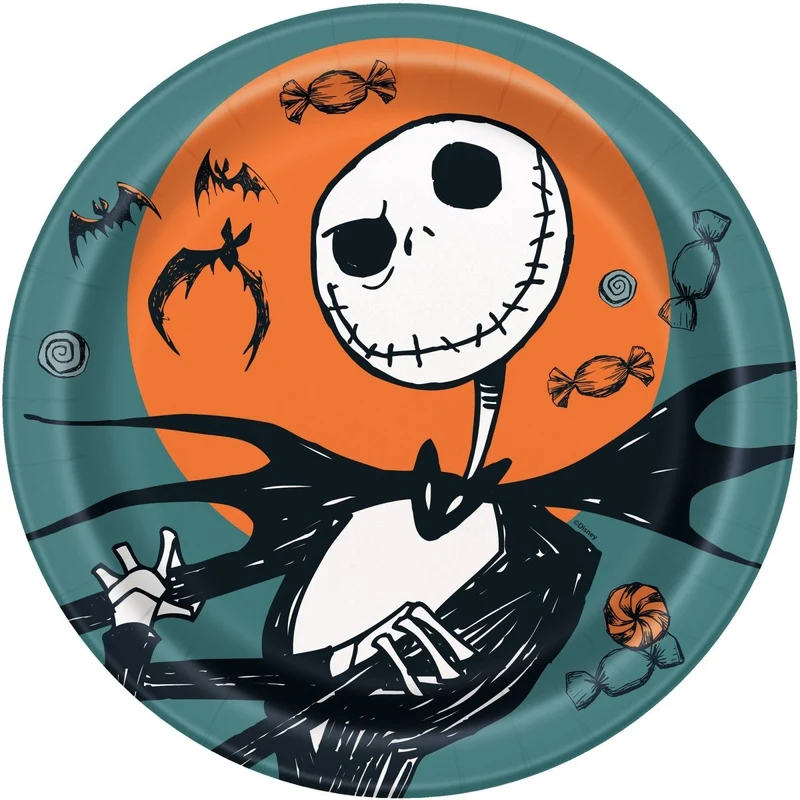 Nightmare Before Christmas Large Round Lunch Paper Plates, 9 Inches, 8 Count
