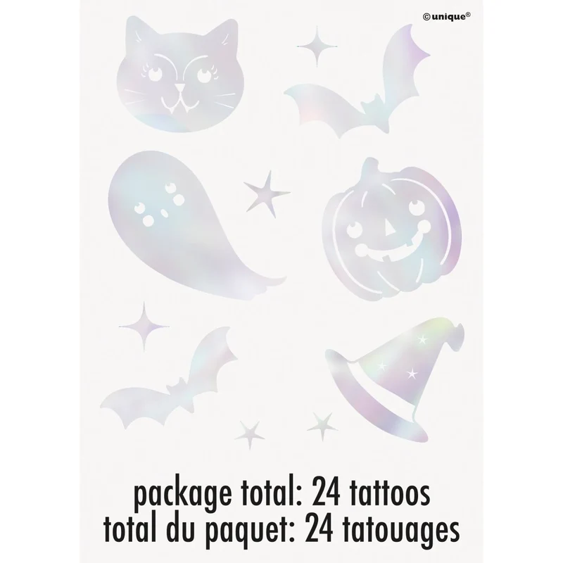 Adorable Halloween Iridescent Temporary Tattoos, 24 Count