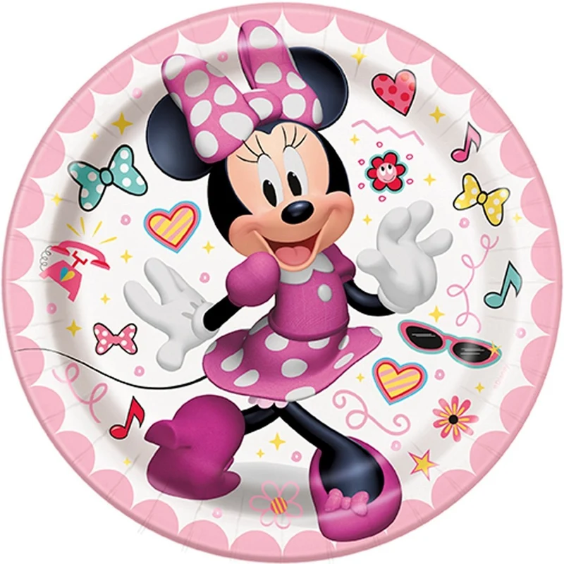 Disney Minnie Mouse Bowtique Small Round Paper Plates, 7 Inches, 8 Count