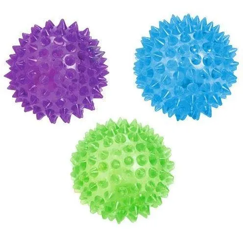 Spiky Sensory Squeaky Light-Up Ball (Green) / Balle sensorielle à picots, lumineuse et couinante (verte)