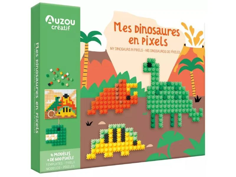 Mes créations en pixels - Dinosaures - Mon coffret d'artiste - Auzou
