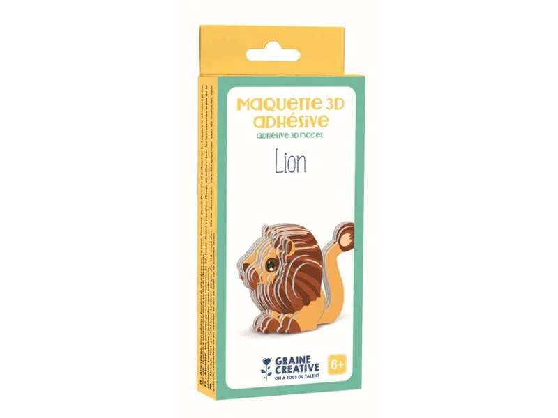 Maquette adhésive en carton 3D - Lion